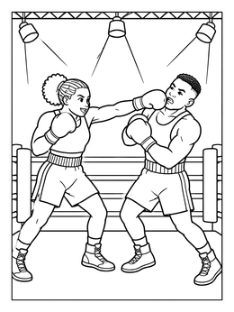 Free printable Boxers Sparring In The Ring coloring page