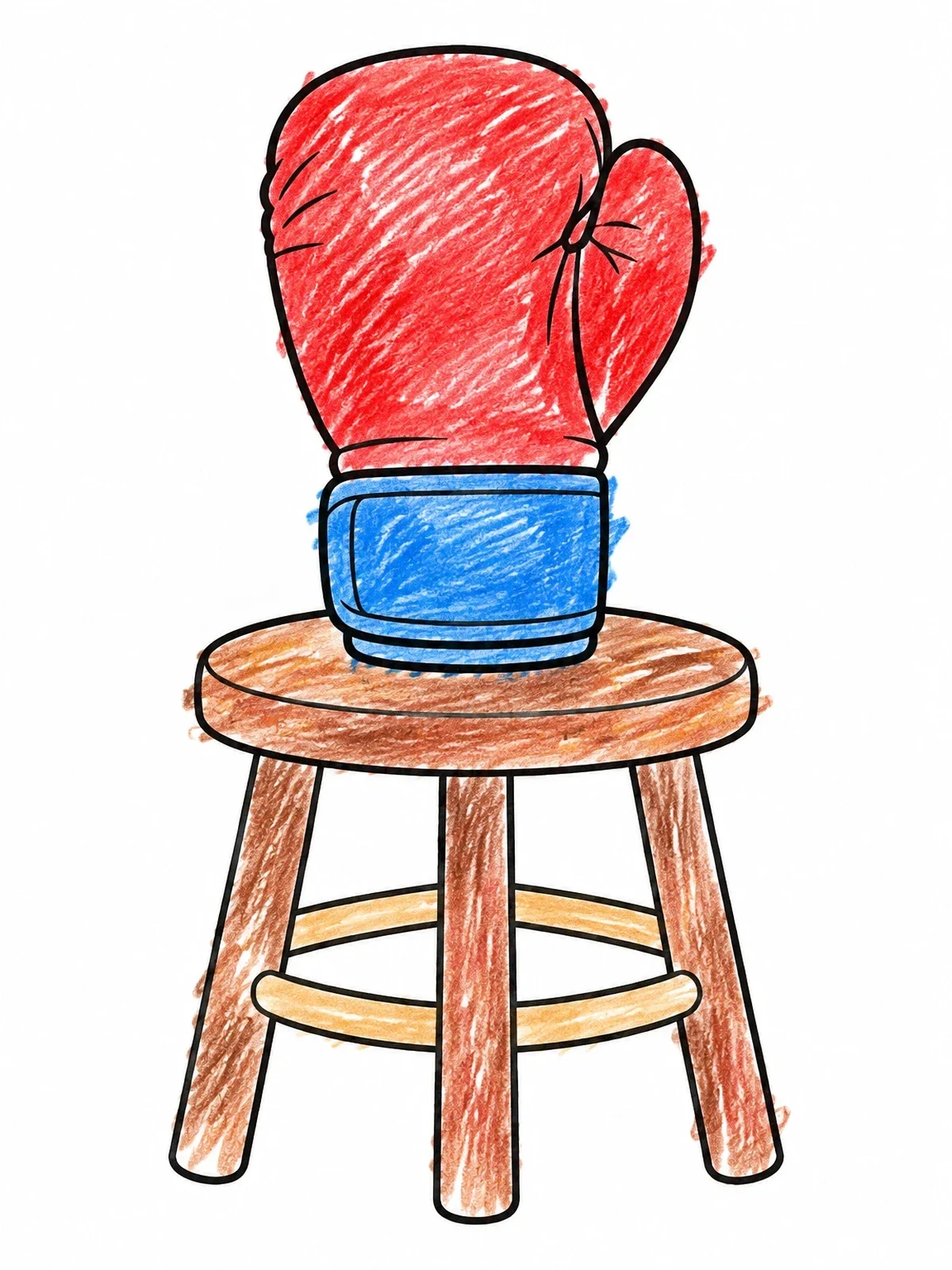 Colored example of the Boxing Glove On Training Stool coloring page