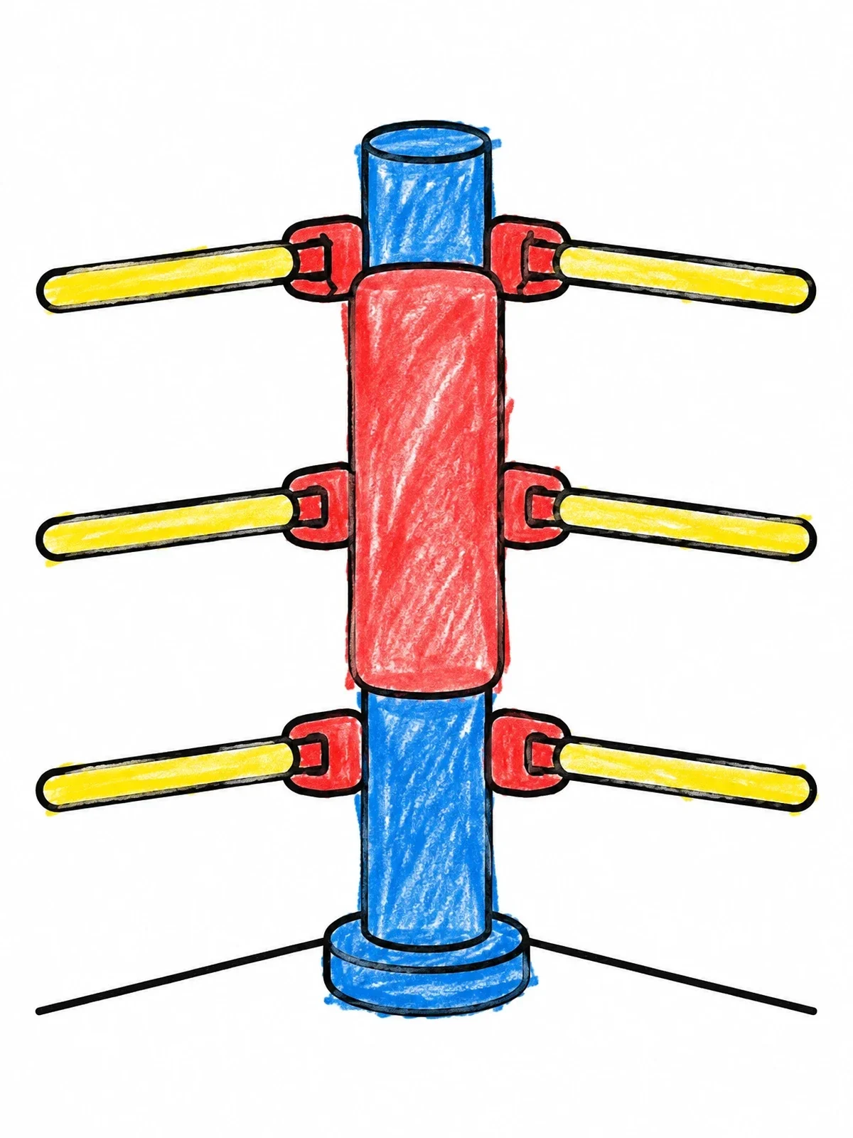 Colored example of the Boxing Ring Corner Post coloring page