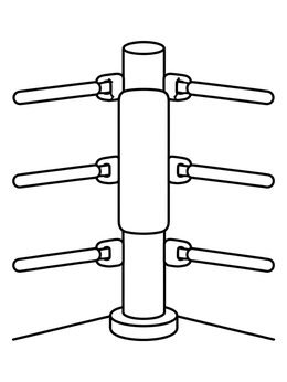 A sturdy boxing ring corner post with ropes on this boxing coloring page.