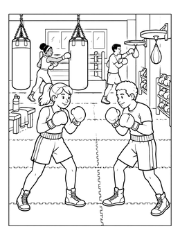 Free printable Young Boxers Training In Gym coloring page