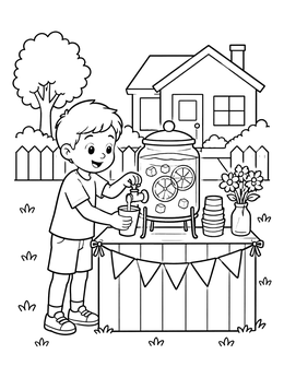 Free printable Boy At Lemonade Stand coloring page