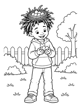 Free printable Bird Nest Hair With Eggs coloring page