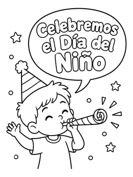 Free printable Boy Celebrating Dia Del Nino coloring page