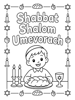 Free printable Boy Celebrating Shabbat With Challah coloring page