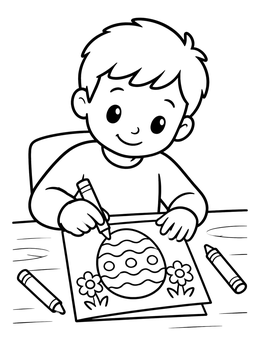 Free printable Boy Coloring An Easter Card coloring page