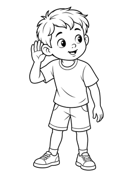Free printable Boy Cupping Hand To Ear coloring page