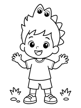 Free printable Boy With Dinosaur Spiky Hair coloring page