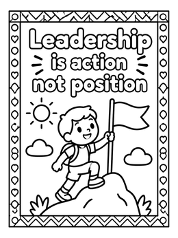 Free printable Boy Hiking With Leadership Quote coloring page