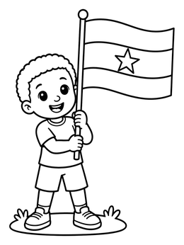 Free printable Boy Holding Flag Of Ghana coloring page