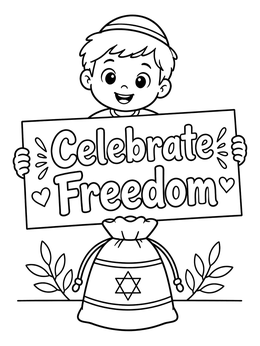 Free printable Boy Celebrating Passover With Sign coloring page
