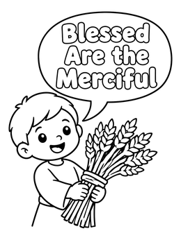 Free printable Boy Holding A Wheat Sheaf coloring page