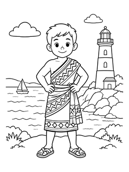 Free printable Boy In Kente By Lighthouse coloring page