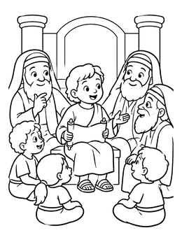 Free printable Boy Jesus Teaching In The Temple coloring page