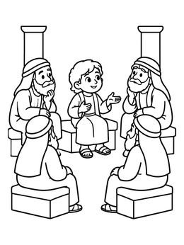 Free printable Boy Jesus Teaching In The Temple coloring page