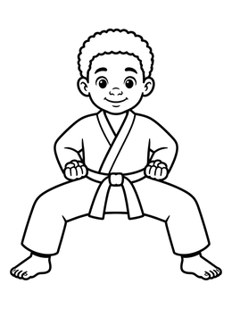 Free printable Young Boy In Karate Horse Stance coloring page