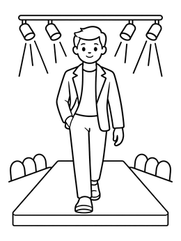 Free printable Boy Model On Fashion Runway coloring page