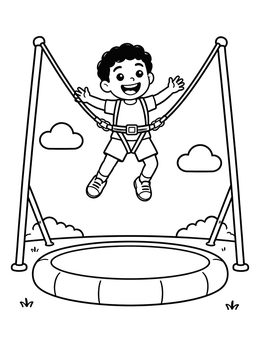 Free printable Boy On A Bungee Trampoline coloring page