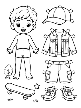 Free printable Boy Paper Doll With Casual Outfit coloring page