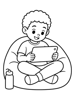 Free printable Boy Playing On A Digital Tablet coloring page