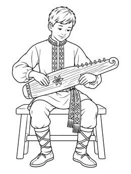 Free printable Boy Playing The Latvian Kokle coloring page