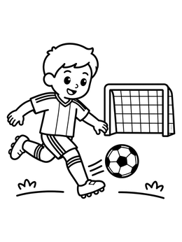 Free printable Young Boy Playing Soccer coloring page