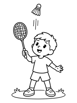 Free printable Boy Practicing Badminton Solo coloring page