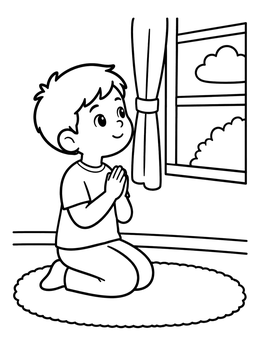 Free printable Boy Praying By The Window coloring page
