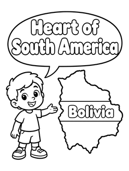 Free printable Boy Presenting Map Of Bolivia coloring page