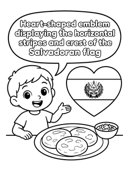 Free printable Boy With Pupusas And Salvadoran Heart Flag coloring page