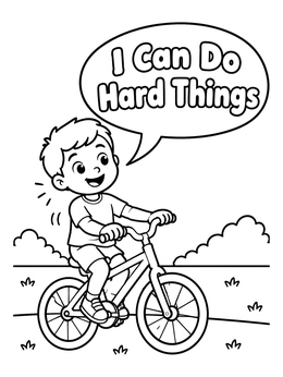 Free printable Boy Riding Bicycle With Speech Bubble coloring page