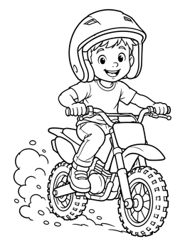Free printable Boy Riding A Small Dirt Bike coloring page