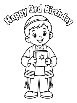 Free printable Boy Celebrating Third Birthday Upsherin coloring page