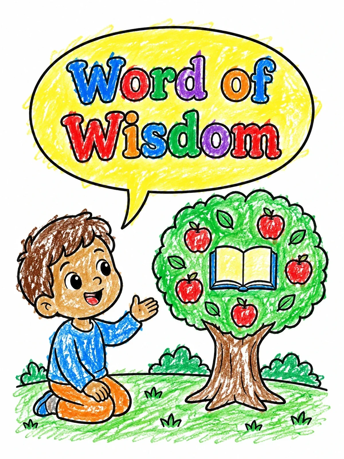 Colored example of the Boy By The Tree Of Wisdom coloring page