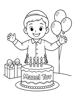 Free printable Boy Celebrating Upsherin With Cake coloring page