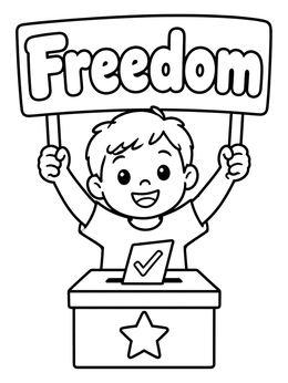 Free printable Boy Voting With Freedom Sign coloring page