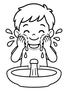 Free printable Boy Washing His Face coloring page