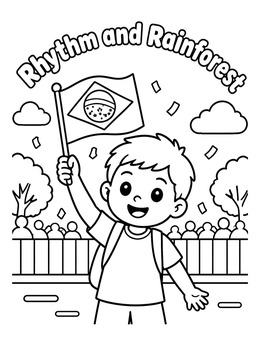 Free printable Boy Waving Brazilian Flag At Parade coloring page