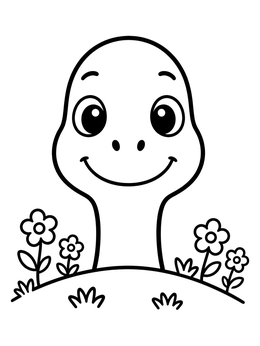 Free printable Cute Baby Dinosaur Behind Hill coloring page