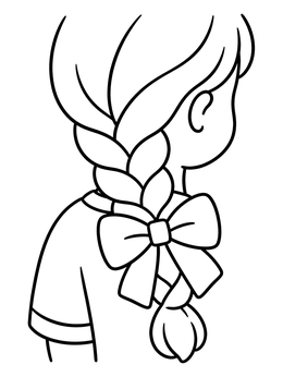 Free printable Braided Hair With Ribbon Bow coloring page