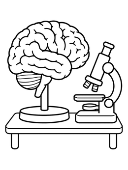 Free printable Brain Model And Science Microscope coloring page