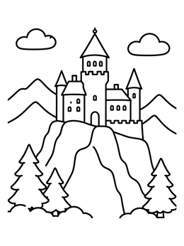 Free printable Bran Castle On A Hill coloring page