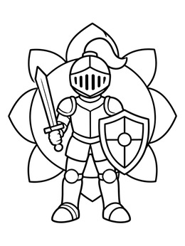 Free printable Brave Knight With Sword And Shield coloring page