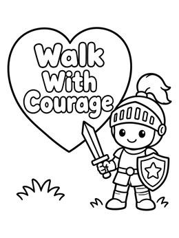 Free printable Brave Little Knight With Heart coloring page