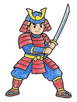 Brave Samurai Warrior With Katana Coloring Page
