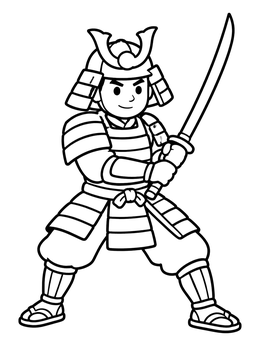 Free printable Brave Samurai Warrior With Katana coloring page