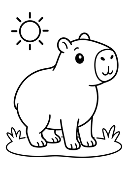 Free printable Cute Capybara In The Sun coloring page