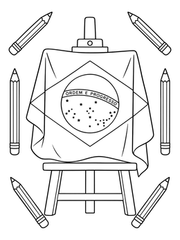 Free printable Brazilian Flag On Art Easel coloring page
