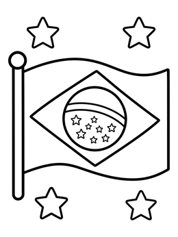 Free printable Brazilian Flag With Outline Stars coloring page