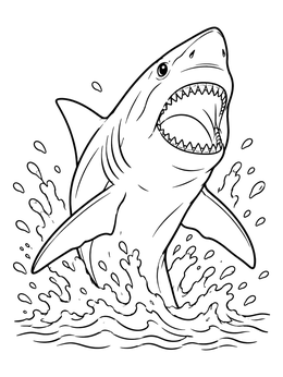 Free printable Breaching Bull Shark In Splashing Water coloring page